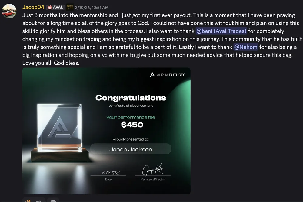 Jacob: first ever payout