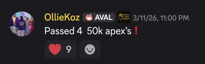 Ollie: passed 4 50K Apex accounts